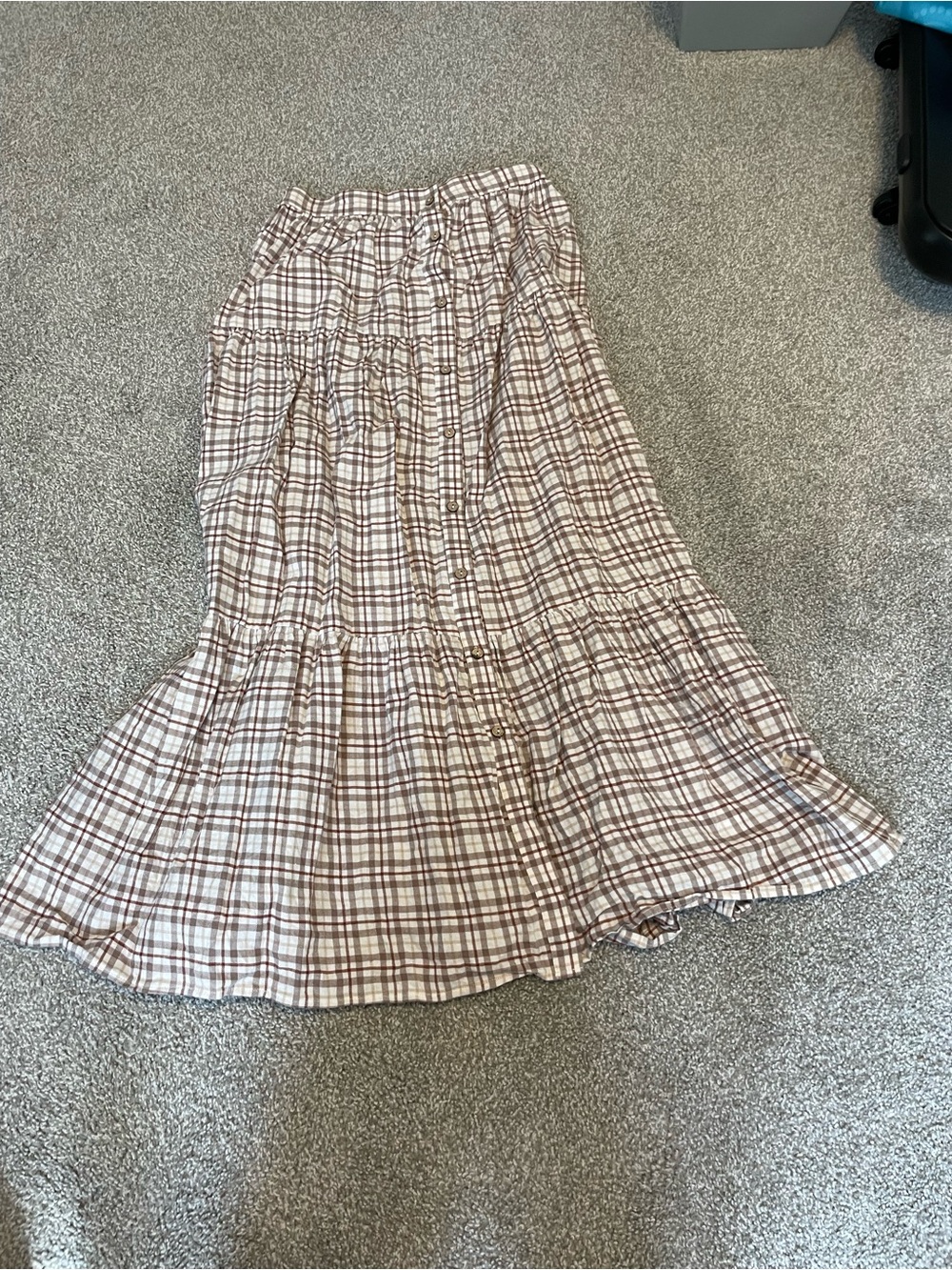 Rylee and Cru Plaid Tiered Midi Skirt